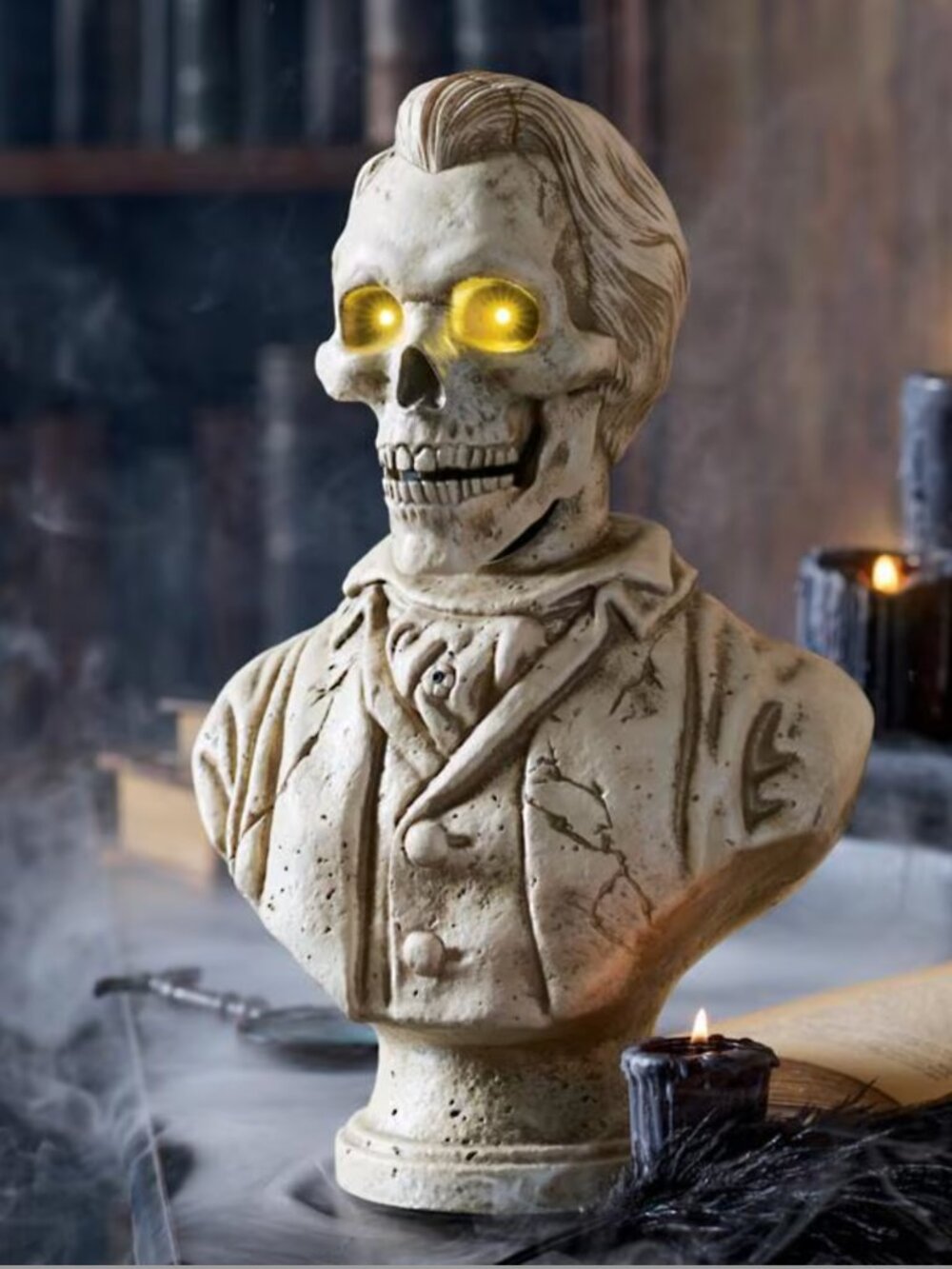 Grandin Road Animated Dapper Skeleton Bust, EUC Like New, Halloween